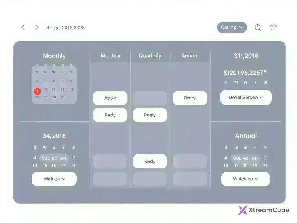 Calendar showing different billing cycles