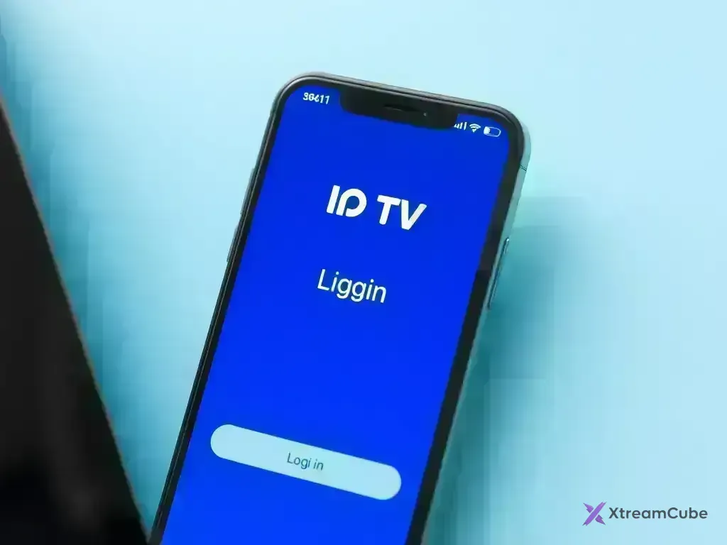 Mobile app login screen on smartphone